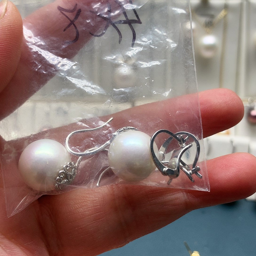 银S925镶嵌淡水珍珠耳饰绮*送S925耳扣不退不换