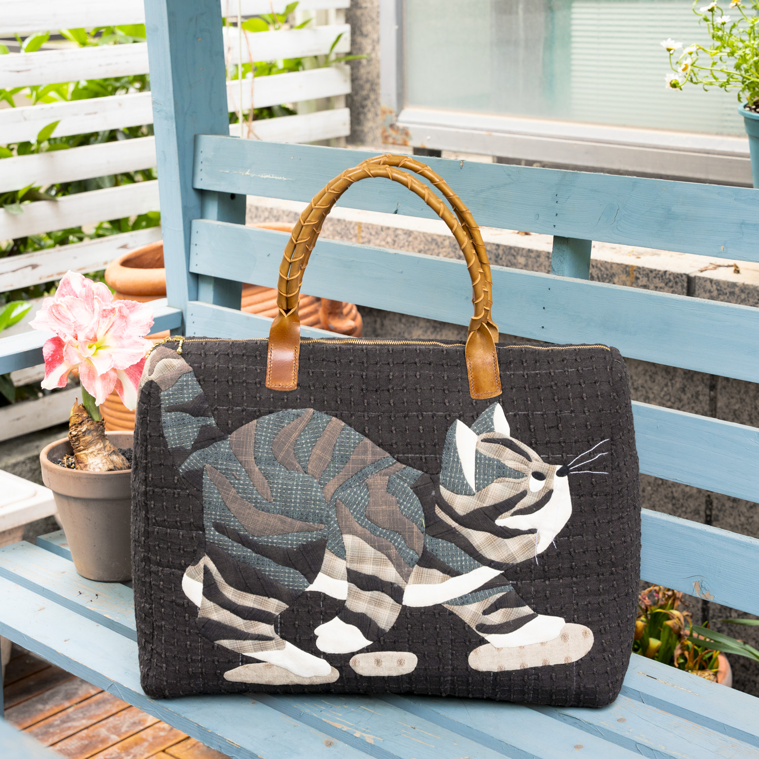 先染拼布材料包狗狗碎碎猫咪拼布大旅行包手拿包材料包