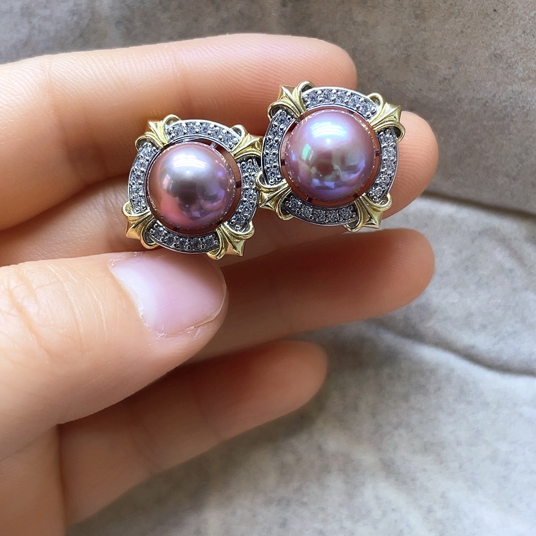 淡水珍珠耳饰银S925镶嵌