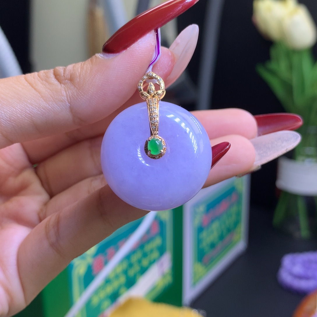 翡翠颈饰18K金镶嵌天然