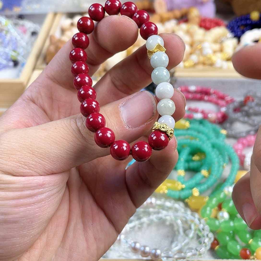 檀香木手串银S925镀金镶嵌