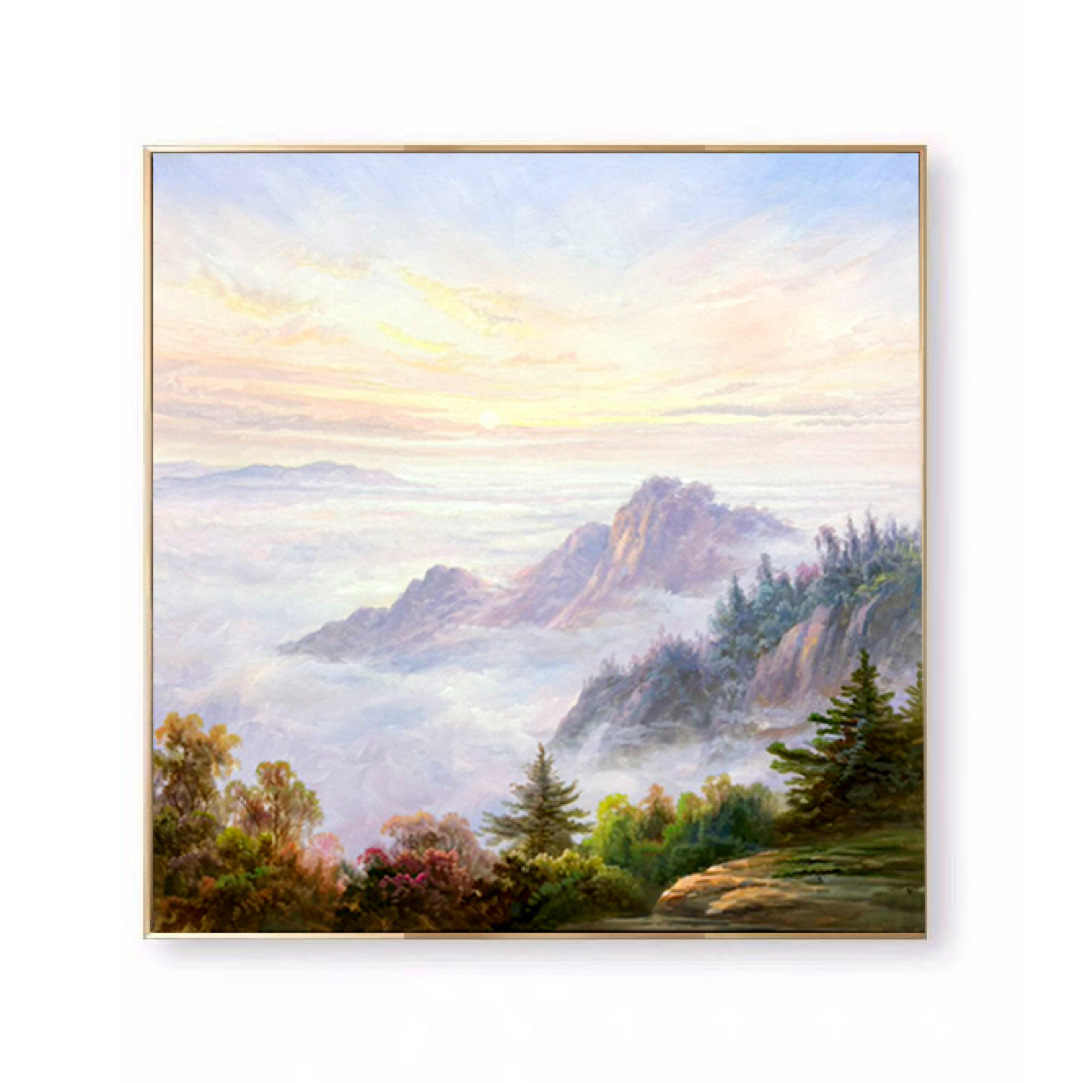 日出手绘风景油画小精品福利爆款