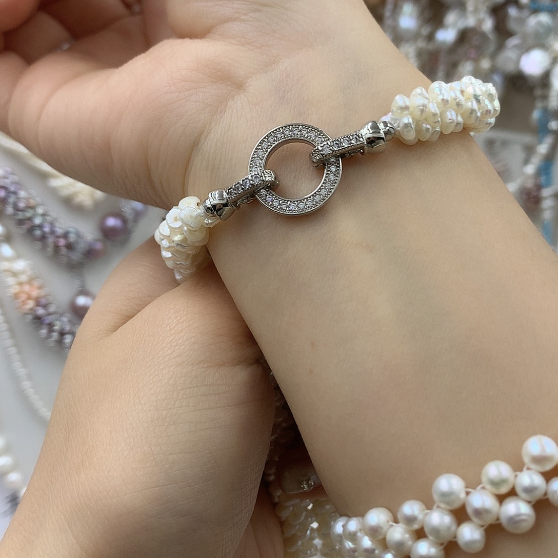 L***✪银S925镶嵌淡水珍珠耳饰