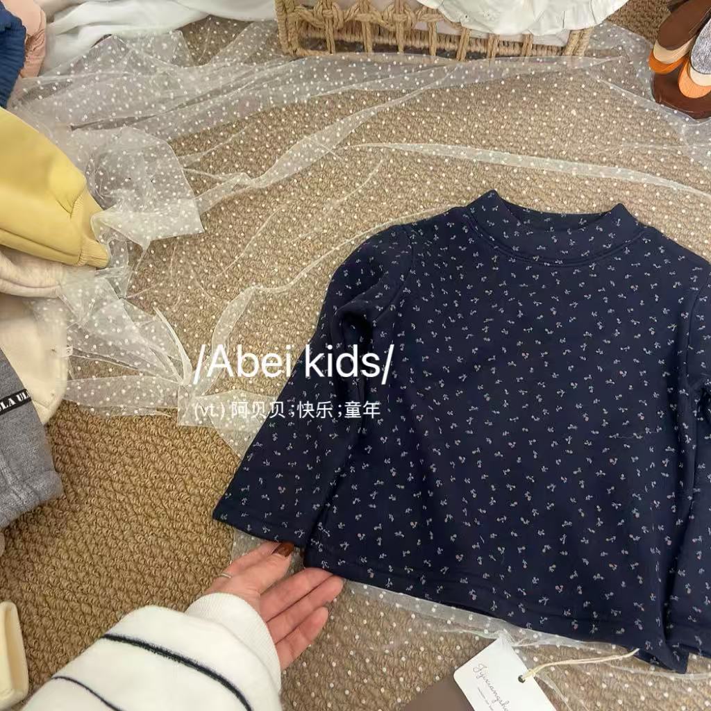 【N2】集集5502加绒拉架料碎花打底衫童装