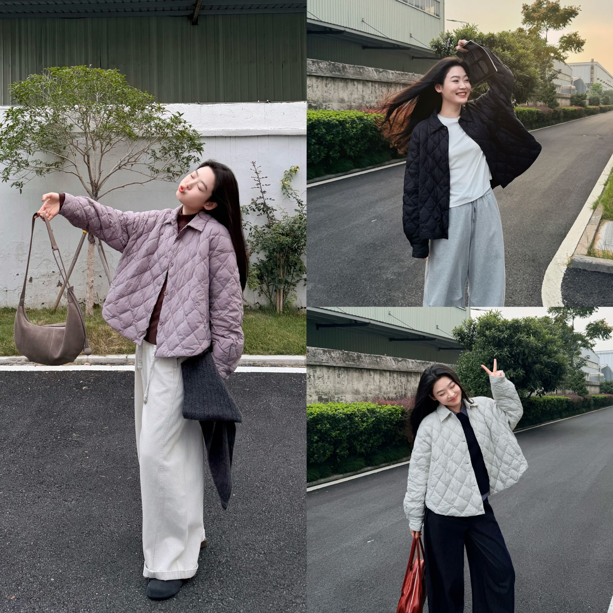 【小泡泡糖】冬韩版休闲简约宽松百搭通勤菱格羽绒服-J25401317