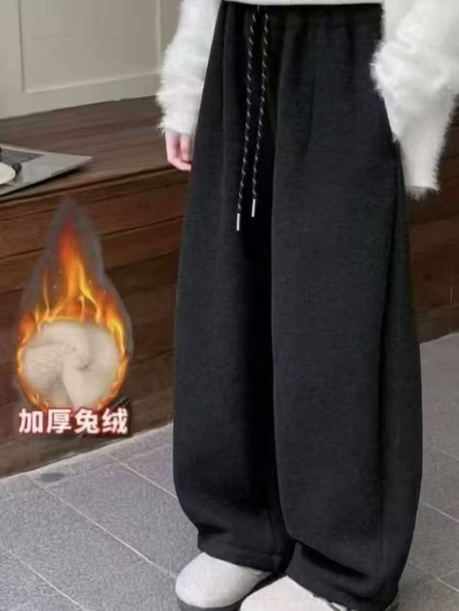 【加厚仿兔毛抗寒-20°一条过冬】糯米绒加绒直筒裤女童宽松显瘦亲子