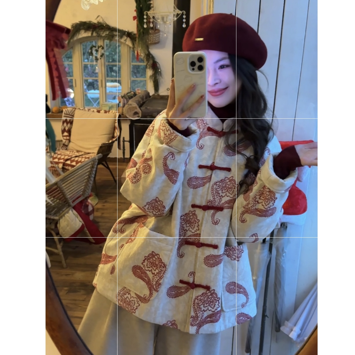 YOUYOU【朱颜绯棠】新中式复古手工盘扣国风棉衣外套