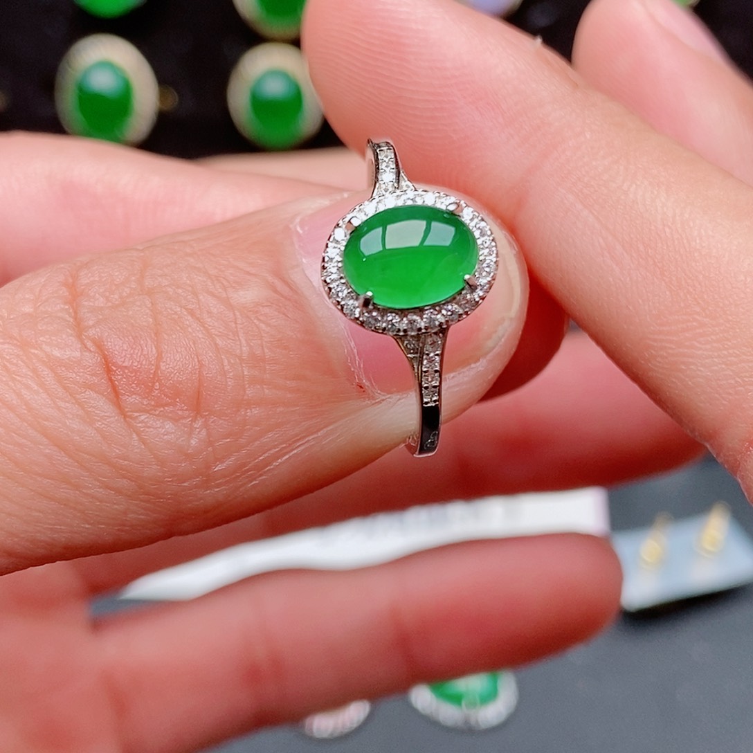 翡翠戒指银S925镶嵌864762