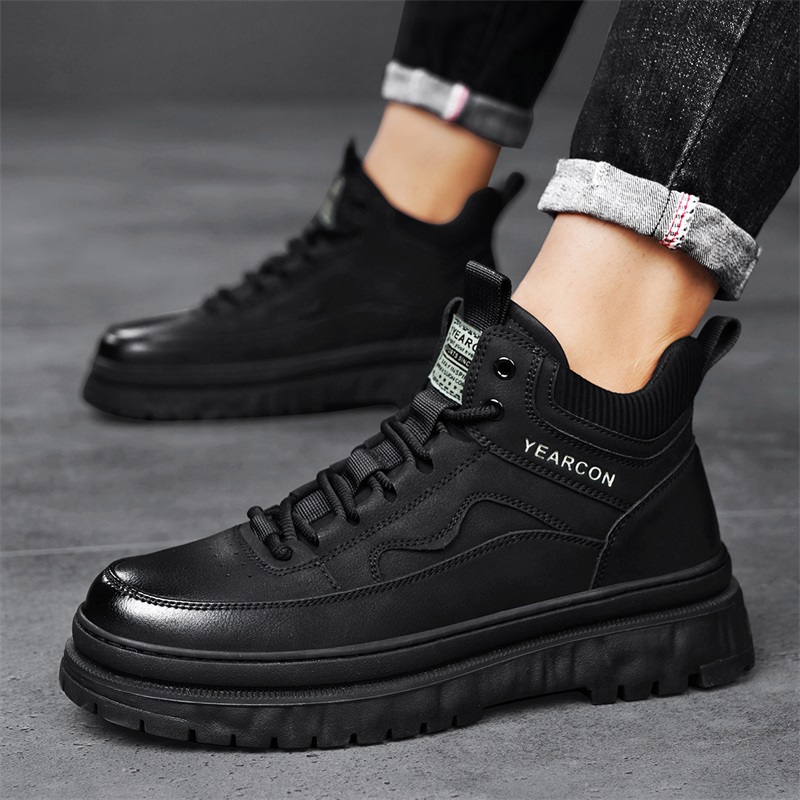意尔康板鞋男鞋秋季2025新款爆款百搭厚底增高男士休闲工装鞋4710