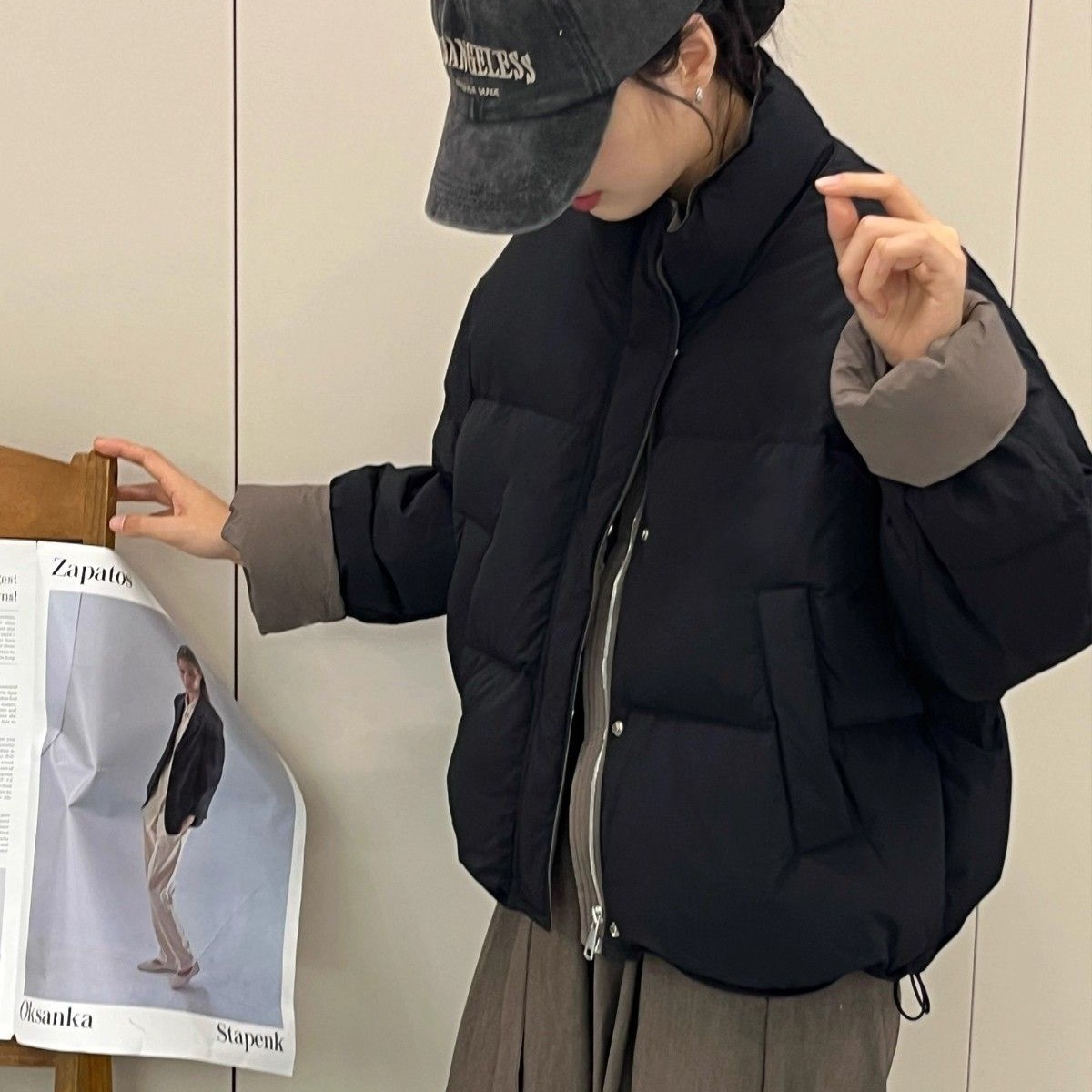 立领羽绒服女新款韩版短款简约时尚加厚面包服小个子休闲保暖外套