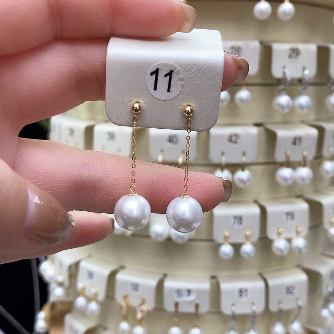 淡水珍珠耳饰18K金镶嵌