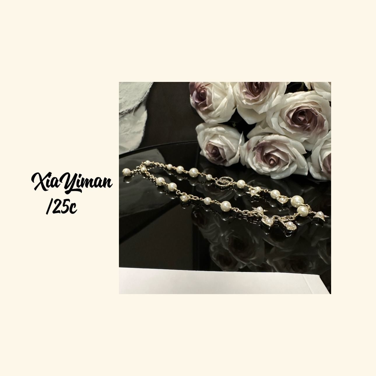 铜合金仿珍珠项链 重工珠珠五角星爱心项链MZ3026