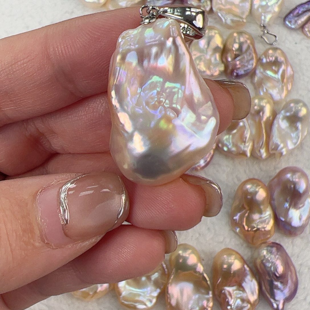 淡水珍珠吊坠(不含链)银S925镶嵌～**～