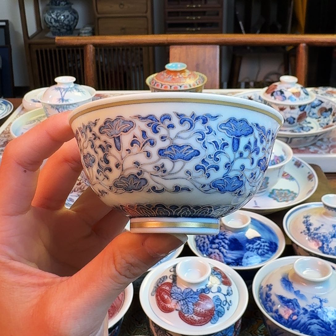 杯描金银点工缠枝花卉宝相纹