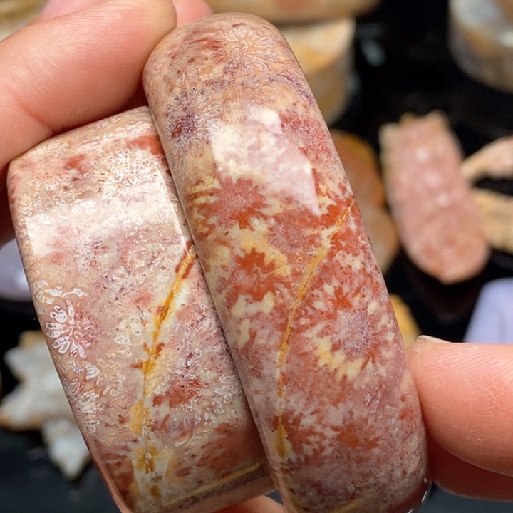 硅化珊瑚（珊瑚玉）手镯未镶嵌52 51