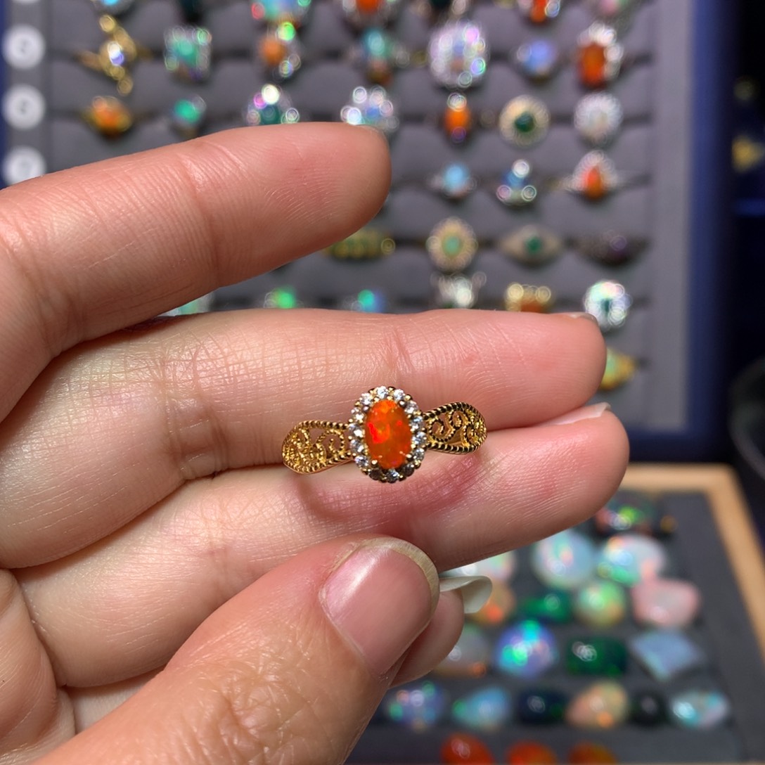 欧泊戒指款式银S925镶嵌