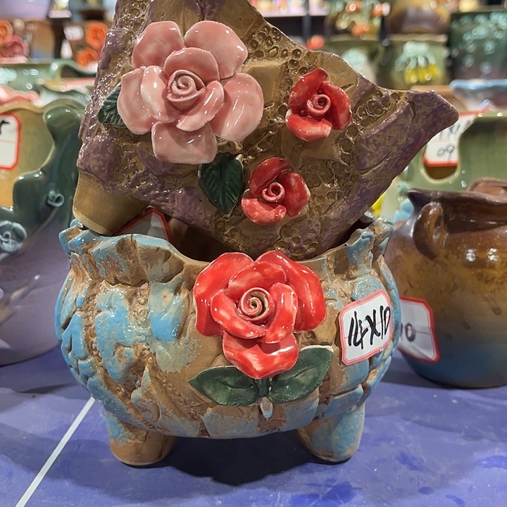 瓷片花盆捏花多肉工艺品