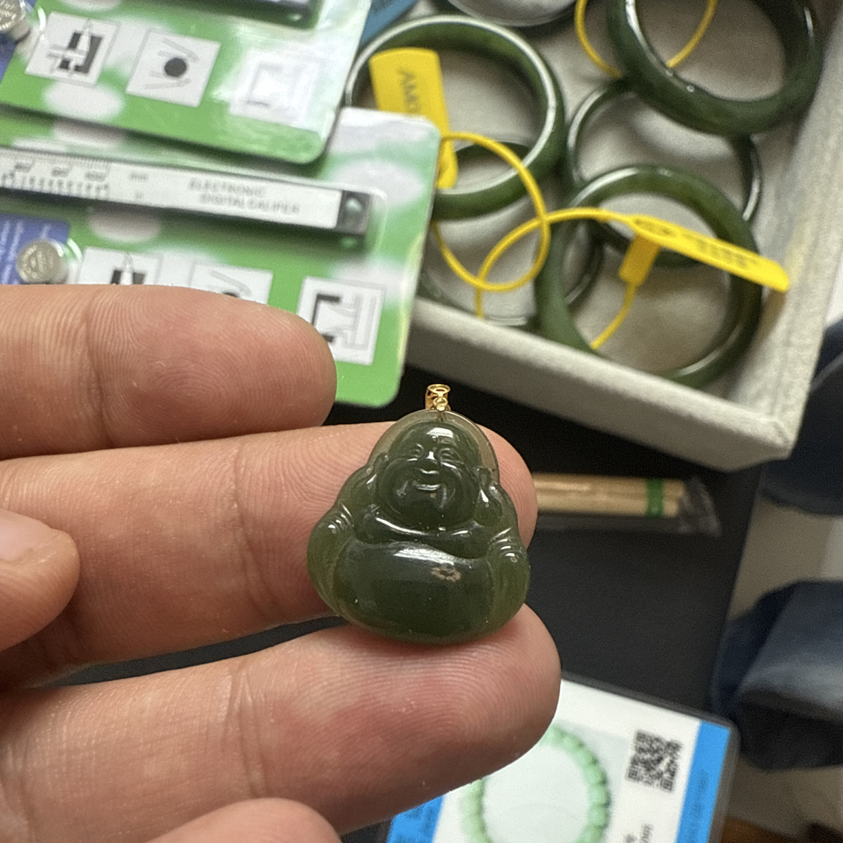 和田玉碧玉佛公18k