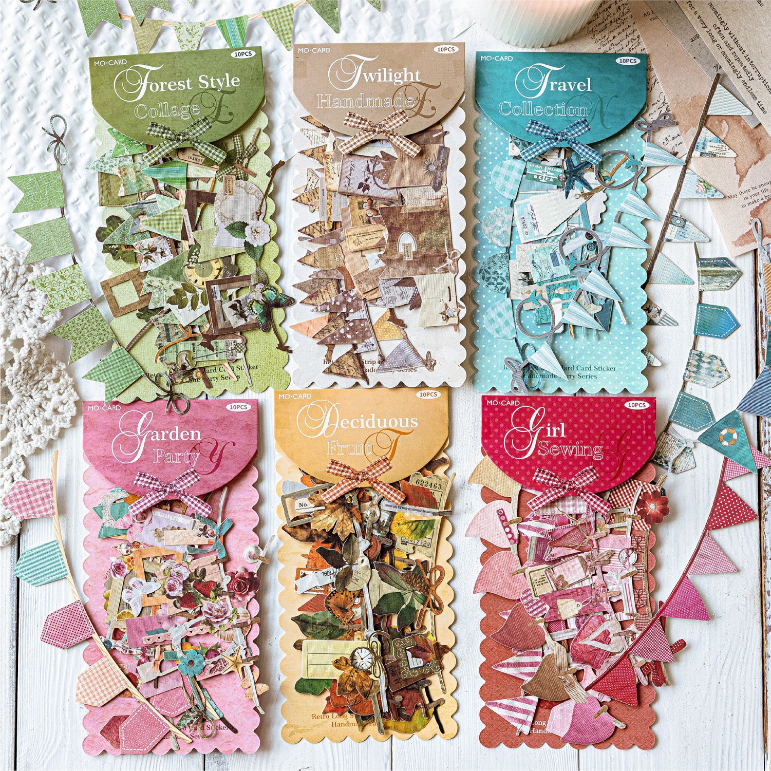 陌墨长条硬卡贴纸 手作派对复古创意贴纸素材手账diy场景造景拼贴