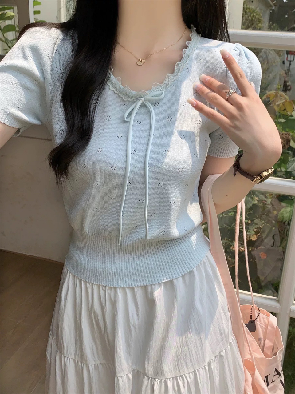 下单备注编码短袖短款夏季女毛针织衫百搭针织衫