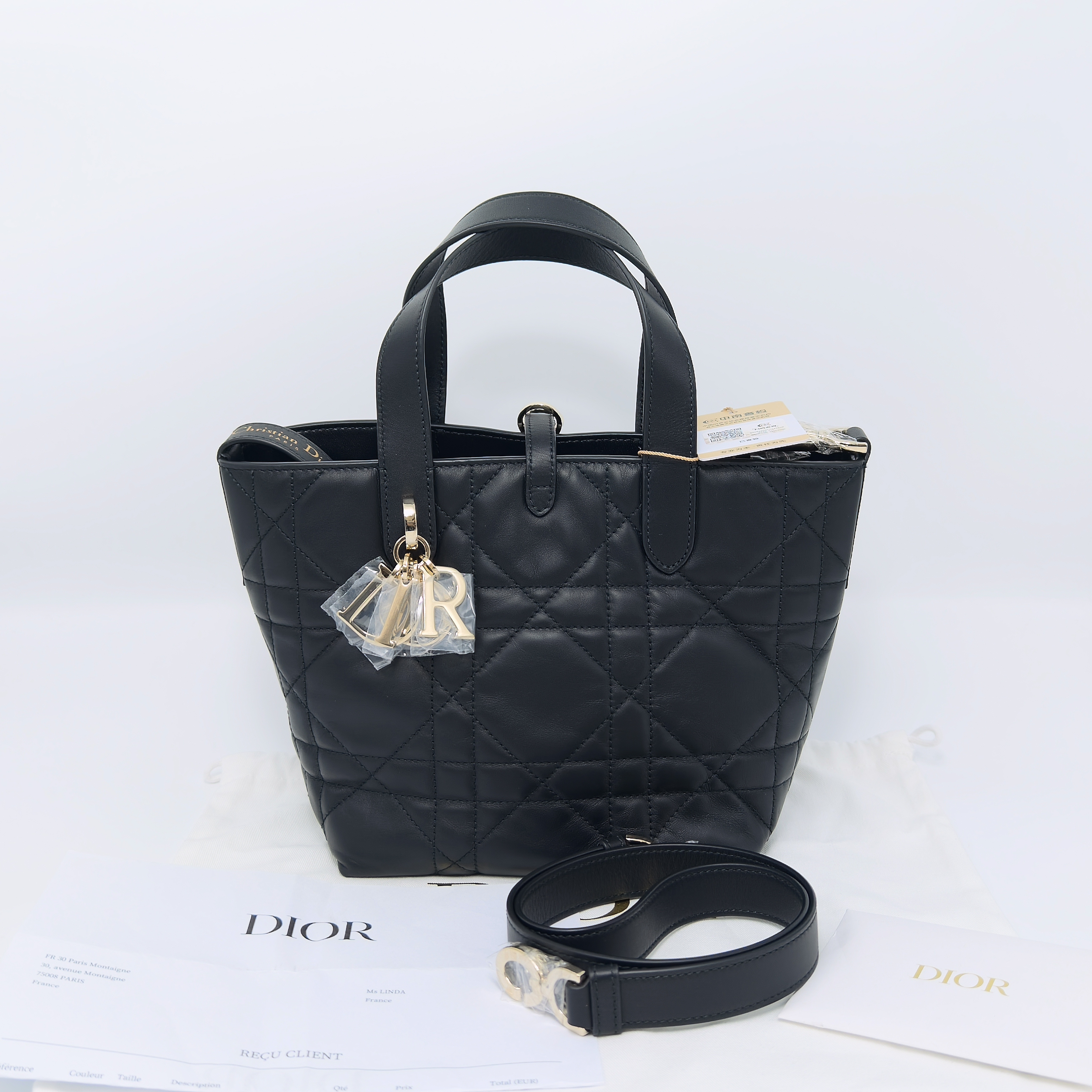 99新 DIOR/迪奥 黑金toujours25年竖版小号手提单肩包66116