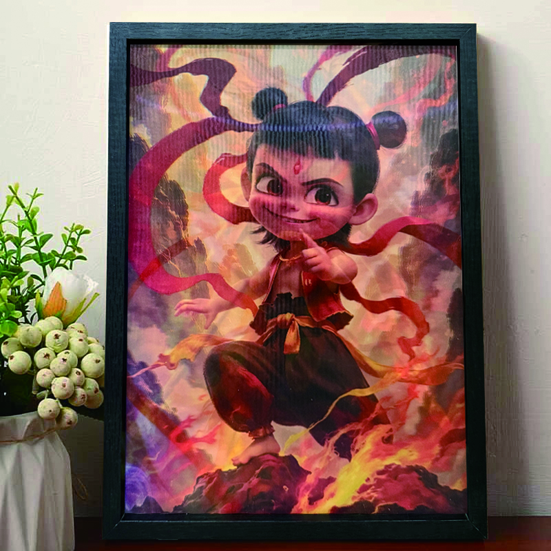 益师傅D立体画 手工diy相框摆件家居玄关书桌摆台装饰画 哪吒3040