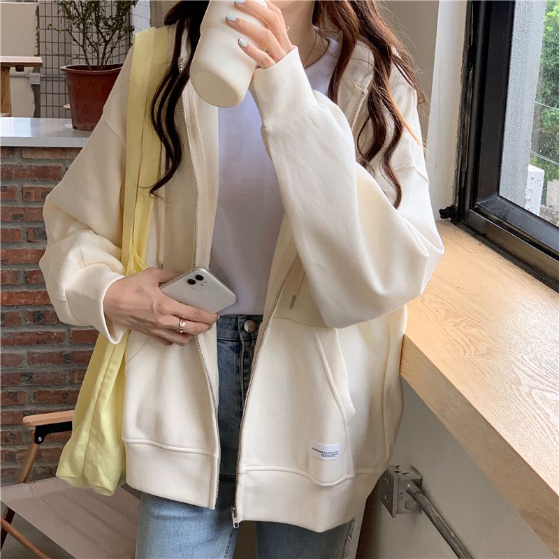 慵懒风秋冬季ins通勤卫衣女长袖连帽拉链小个子休闲风学生外套