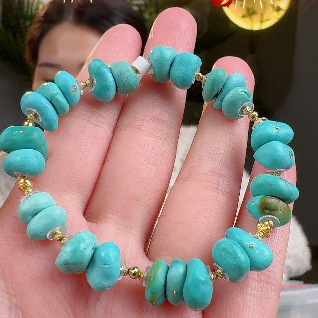 绿松石珠宝奇石18K金镶嵌