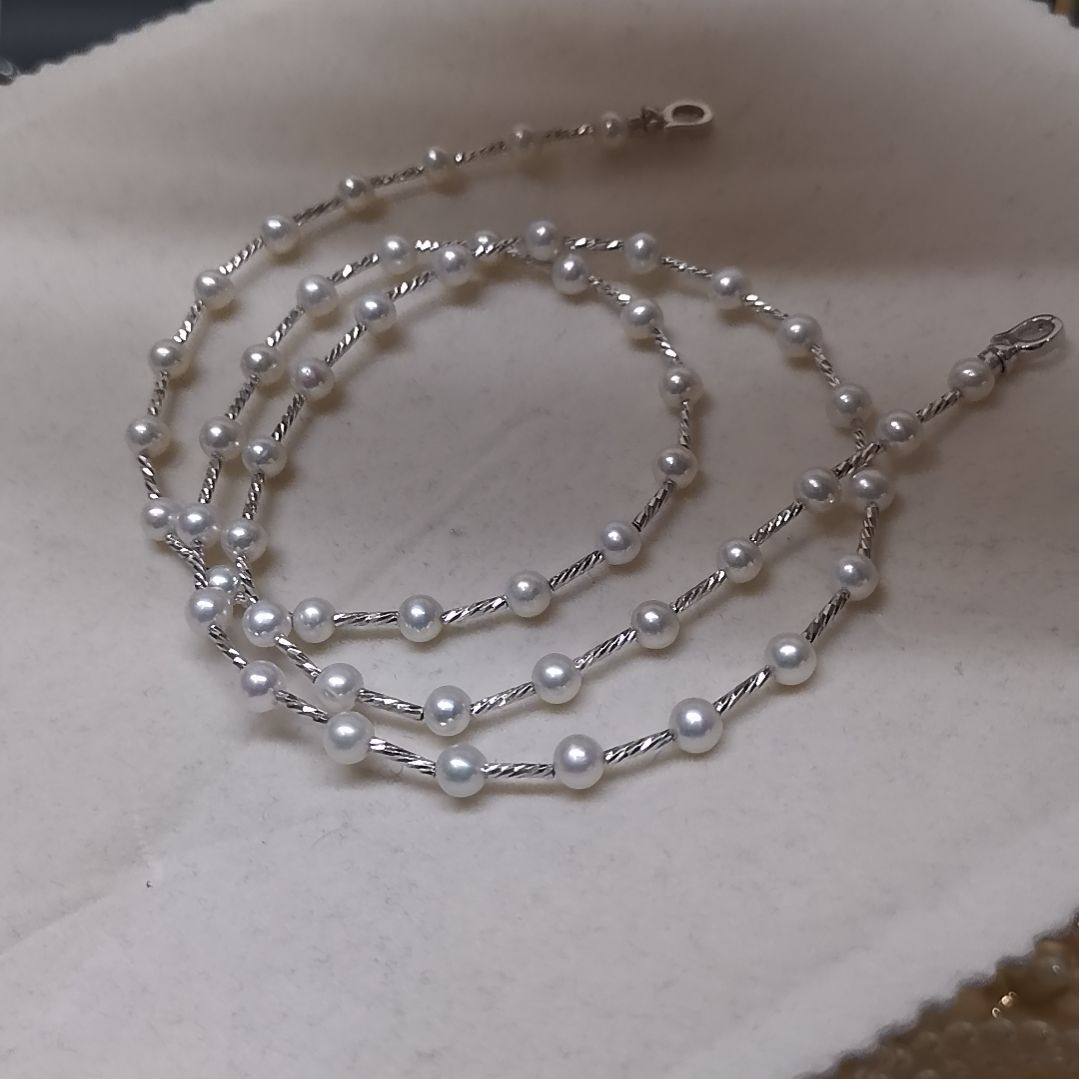 巴***晖淡水珍珠银S925镶嵌颈饰