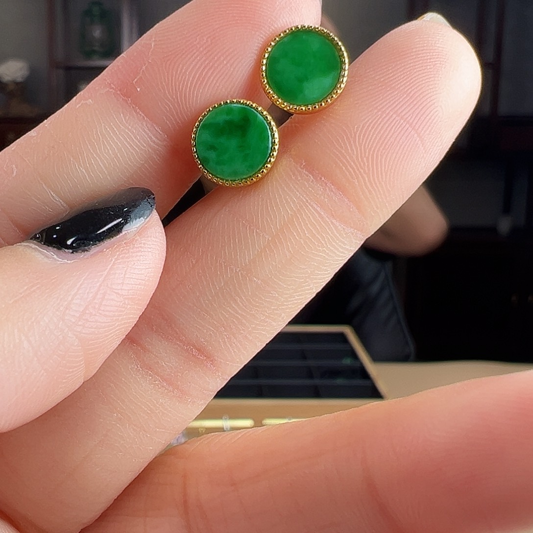 翡翠银S925镶嵌耳饰耳环82