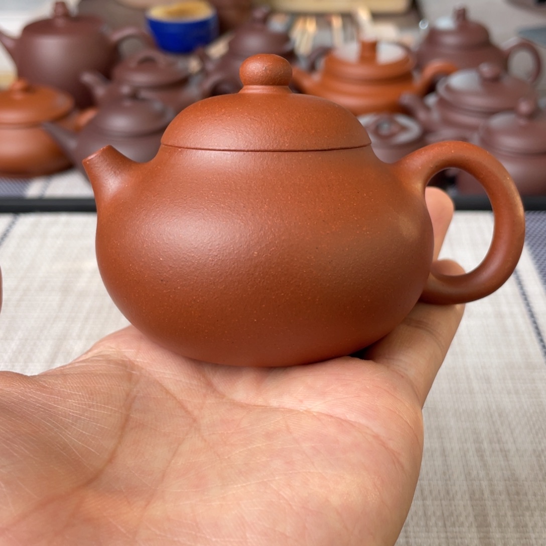 茶壶紫砂半手工红皮龙文旦壶110cc