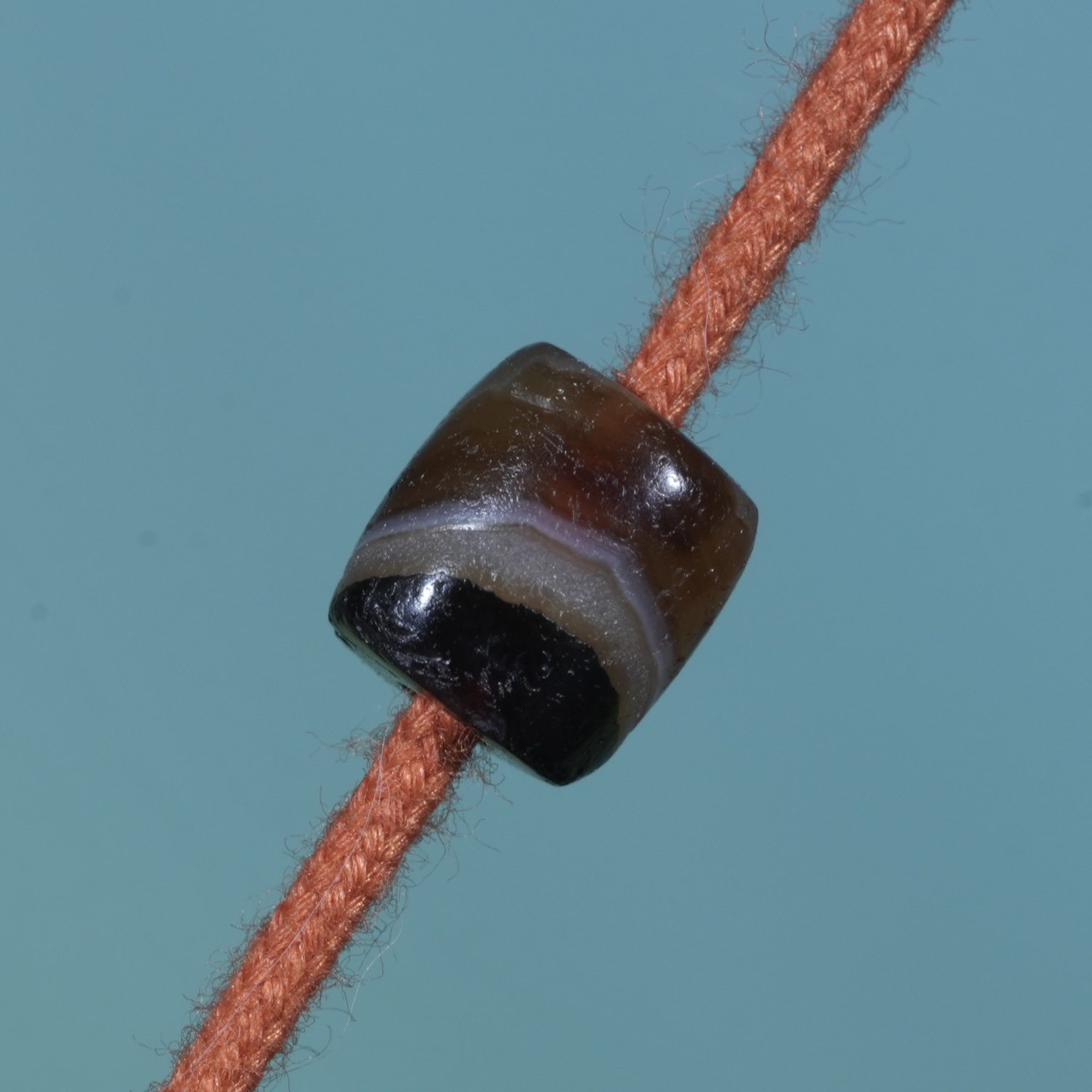 【古珠】8*8.5mm千年满风化原装糖色黑白缠丝直切管文玩保真保老