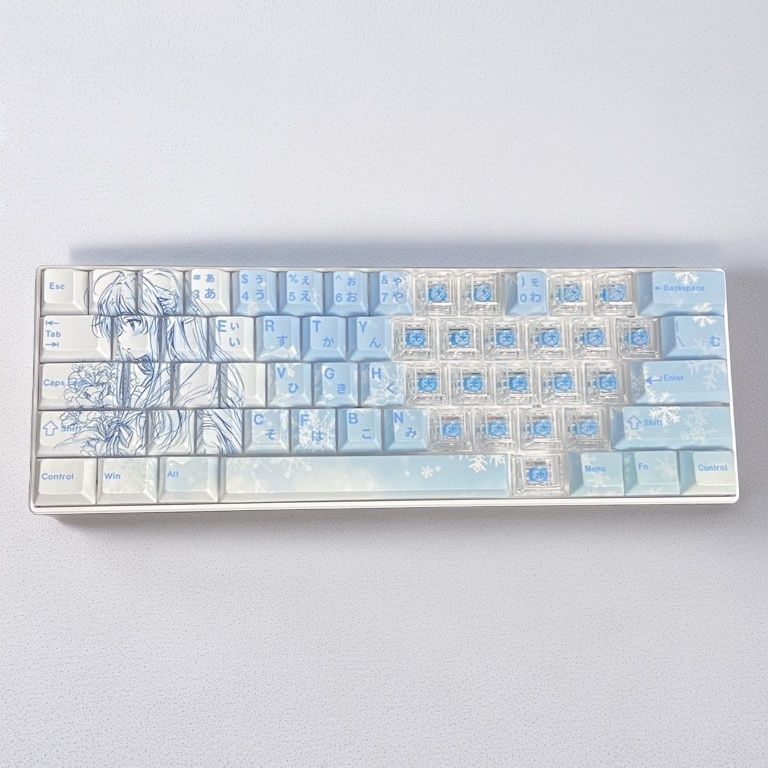 雪之下雪乃2.0键帽原厂高度PBT透明透光正刻适配63 64 60 65 68