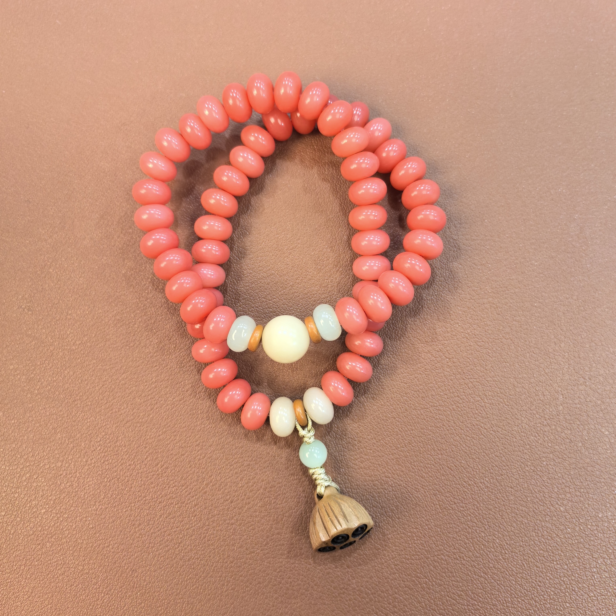 S0639-胭脂红菩提莲蓬双圈9*6mm