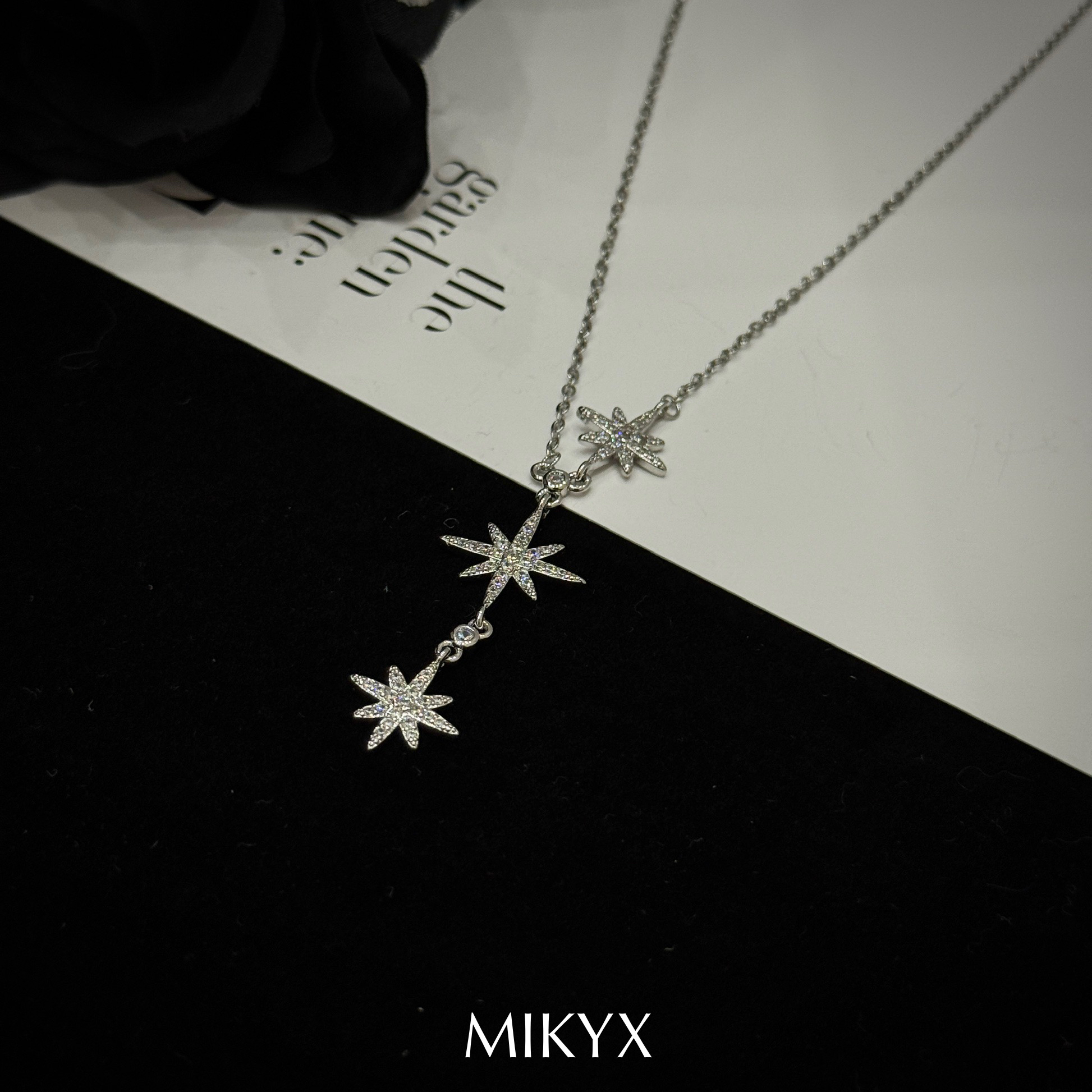 mikyx 铜合金项链 银色八芒星项链A011