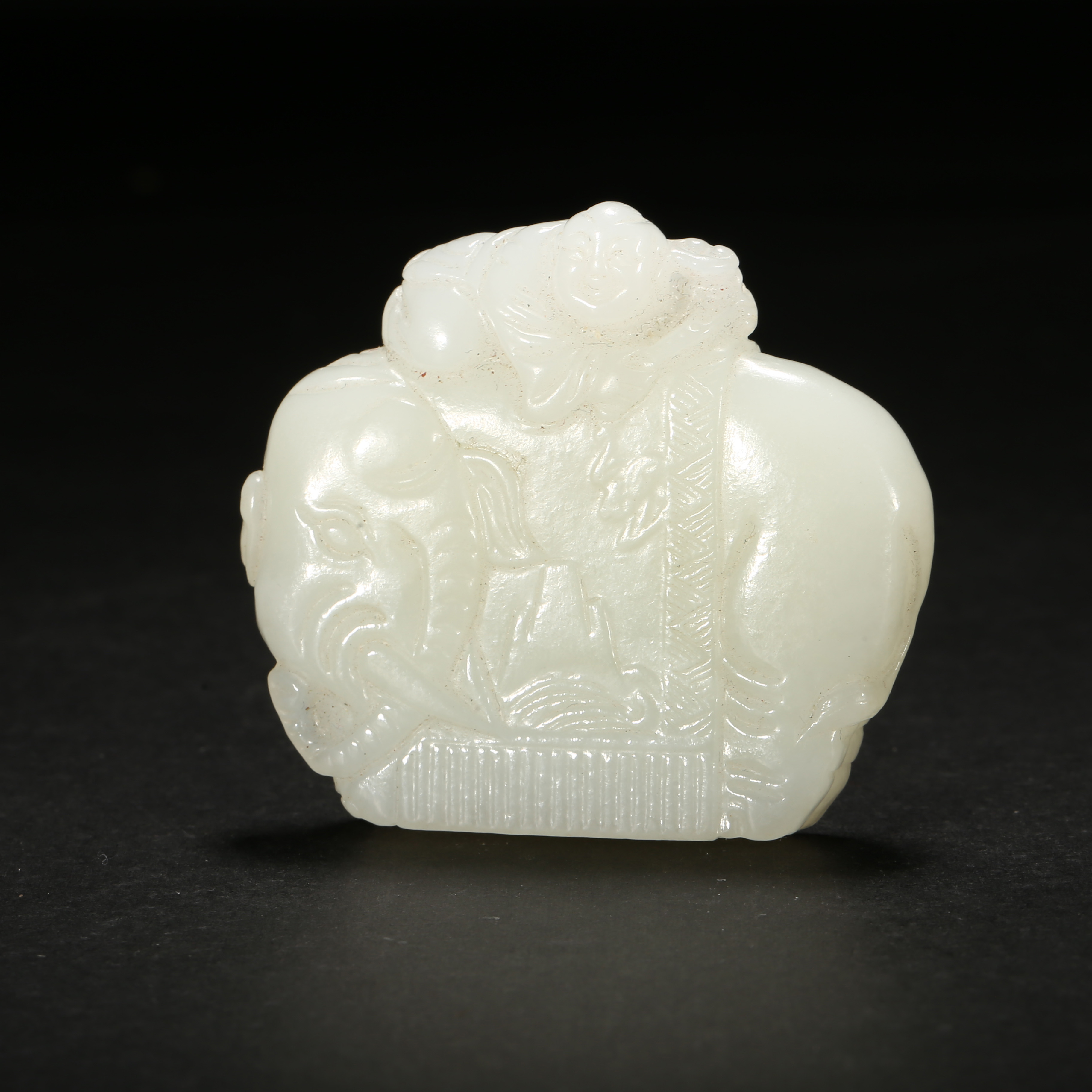 清代*童子洗象白玉坠/13ALG0821/和田玉【北京文博】