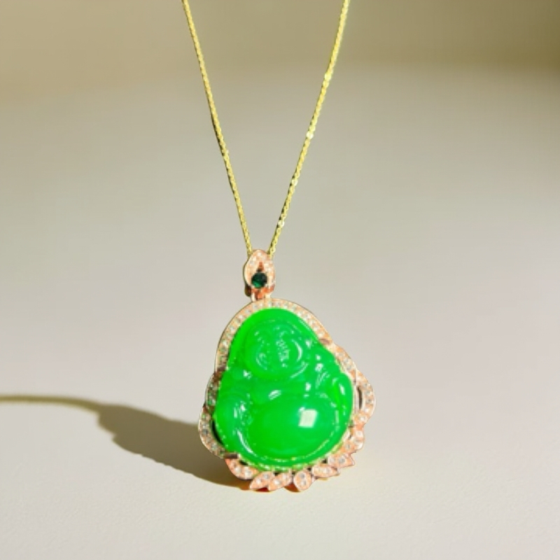 ｛老三高端甄选}CT12绿色佛边闪款吊坠