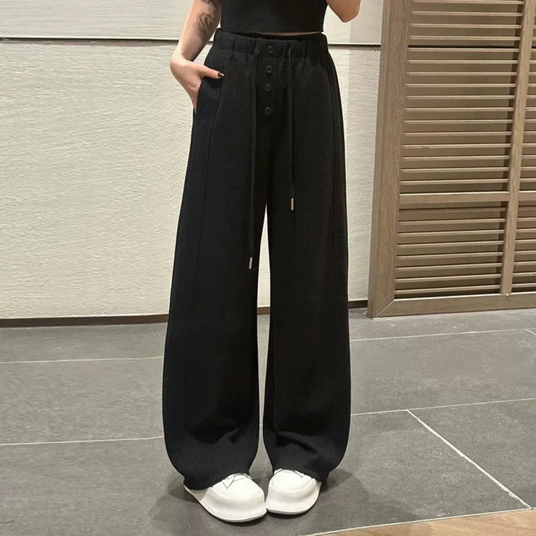 冬季加绒加厚保暖设计感直筒卫裤新款宽松垂感休闲裤子2595阔腿裤