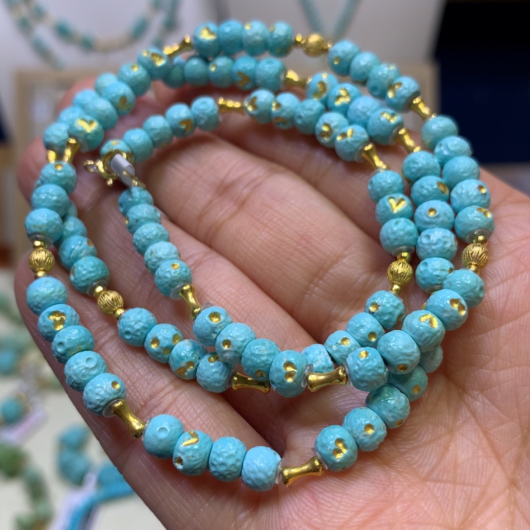 绿松石18K金镶嵌项链