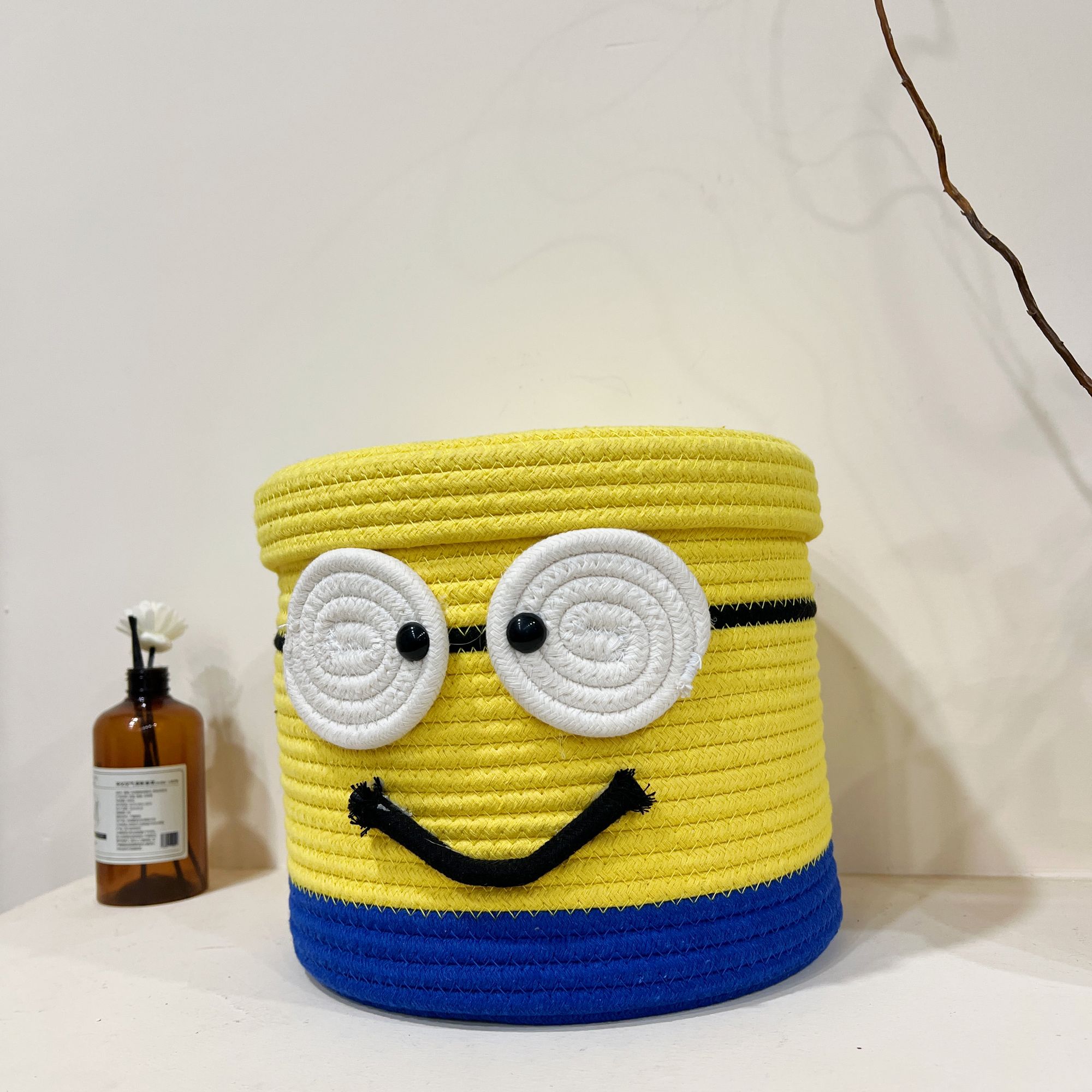 《粉丝福利》可爱黄人收纳桶带盖玩具收纳筐绵绵编织小孩儿