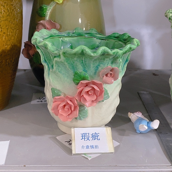 紫砂花盆多肉瑕疵盆有孔。