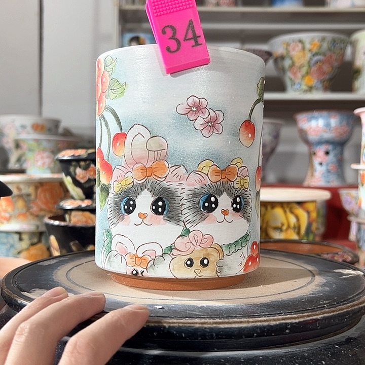 景德镇手绘花盆 满38包邮