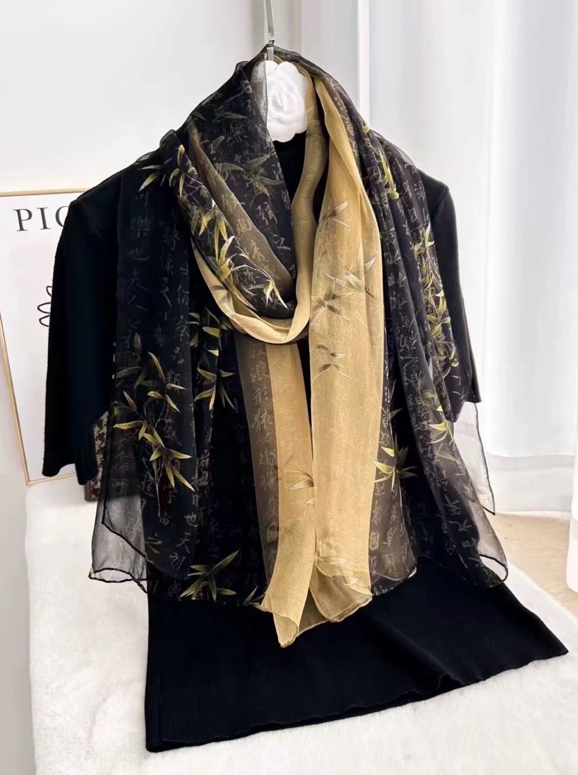 （8117）原创法式复古长巾轻奢送母亲节礼物百搭丝巾180*130