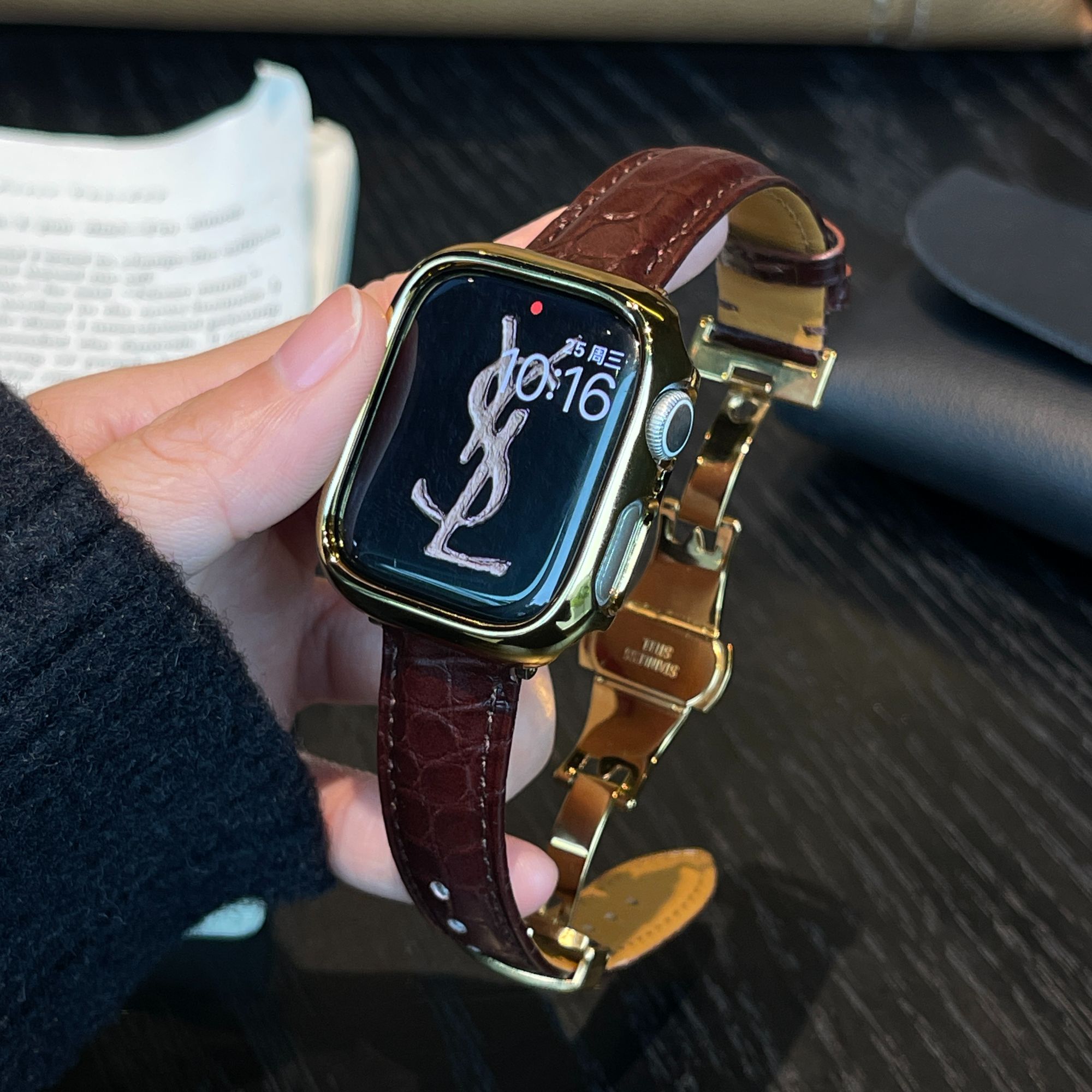 表带哥适用于iwatchs11鳄鱼皮表带S10金扣苹果手表带9真皮8配件