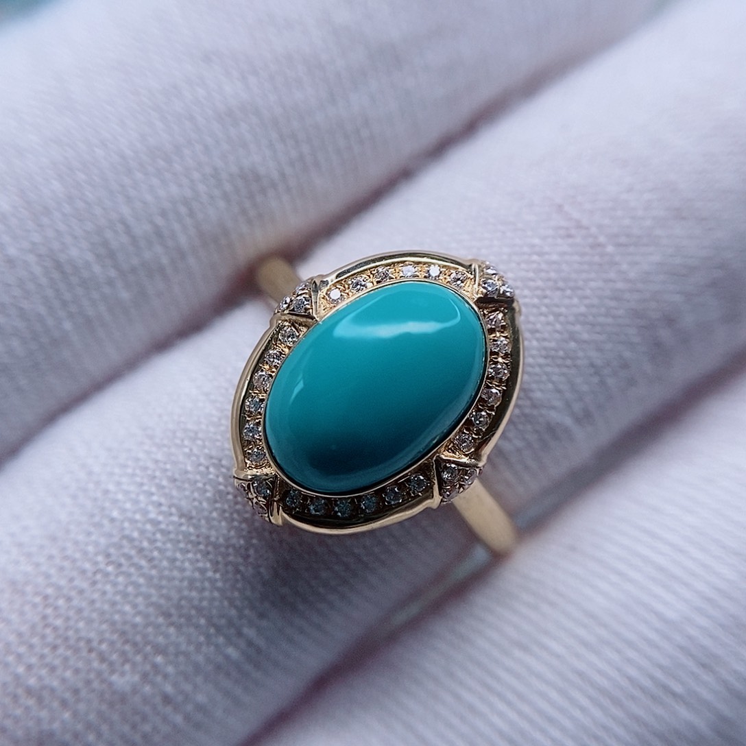 绿松石戒指18K金镶嵌