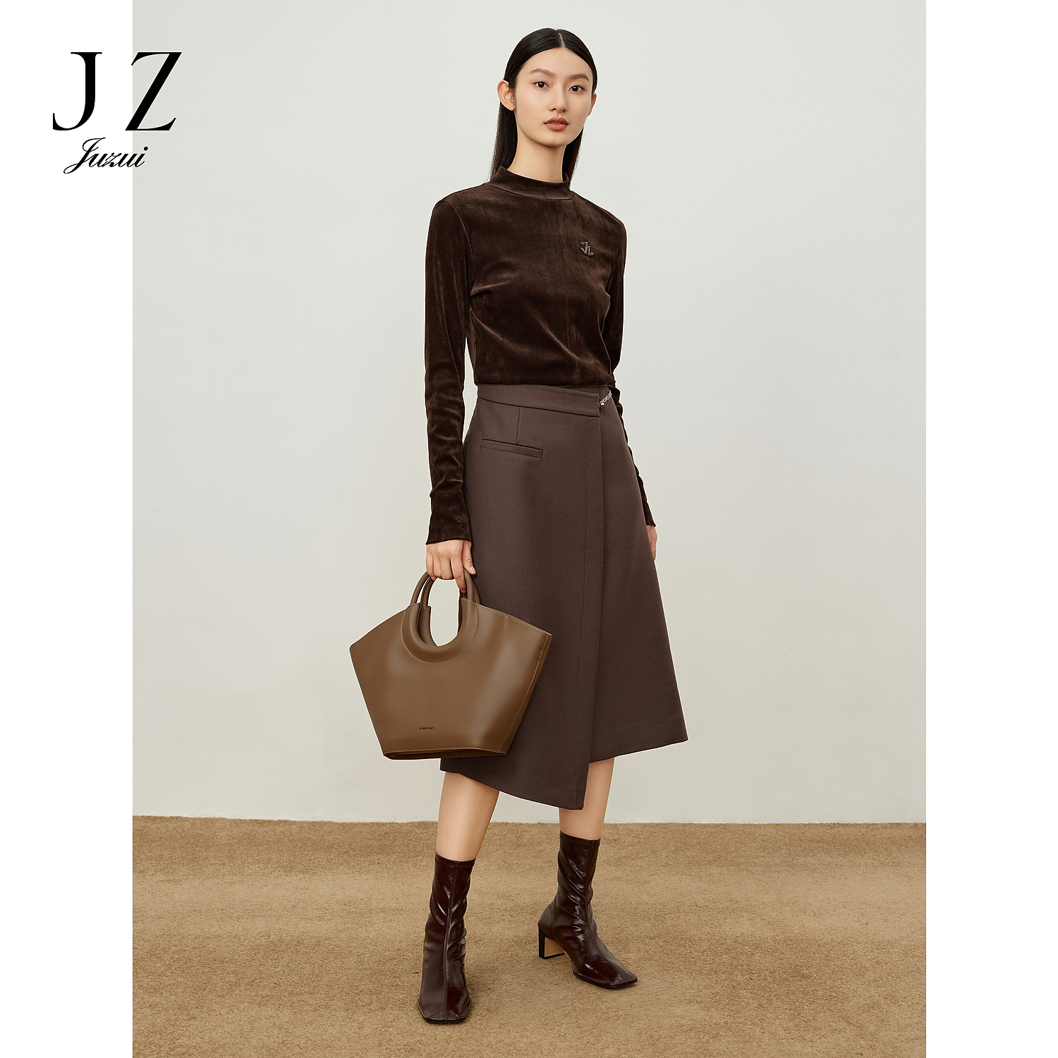 【KK专属】商场同款JZ玖姿JWDD20104不对称围裹半裙腰裙女冬季款
