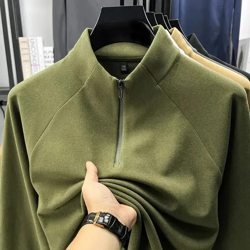【专柜品质】秋冬美式男士拉链立领卫衣休闲时尚纯色双面德绒打底衫