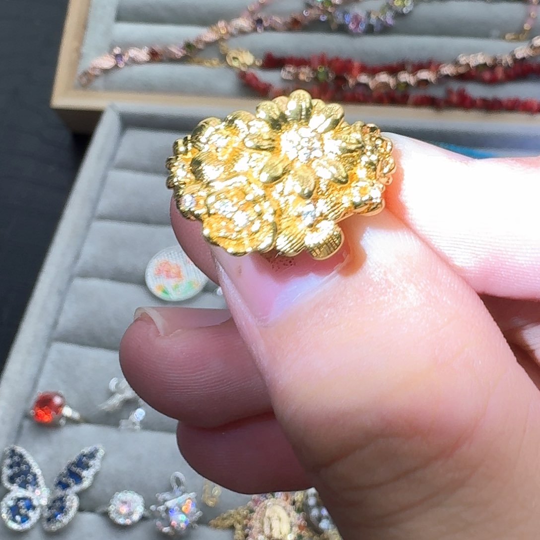 托帕石戒指银S925镶嵌