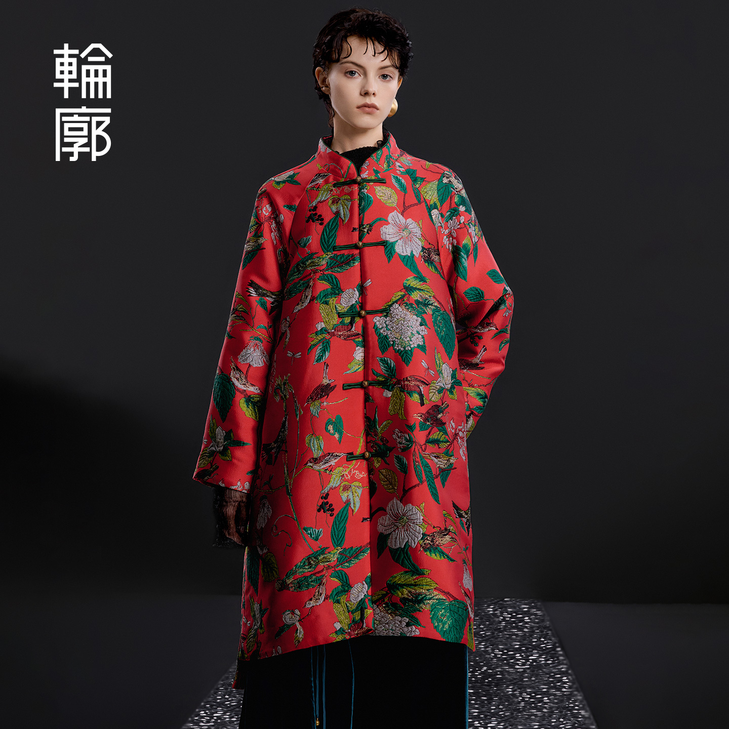 轮廓岁晏中长外套中式复古时尚国风提花休闲宽松女士风衣L253Y046