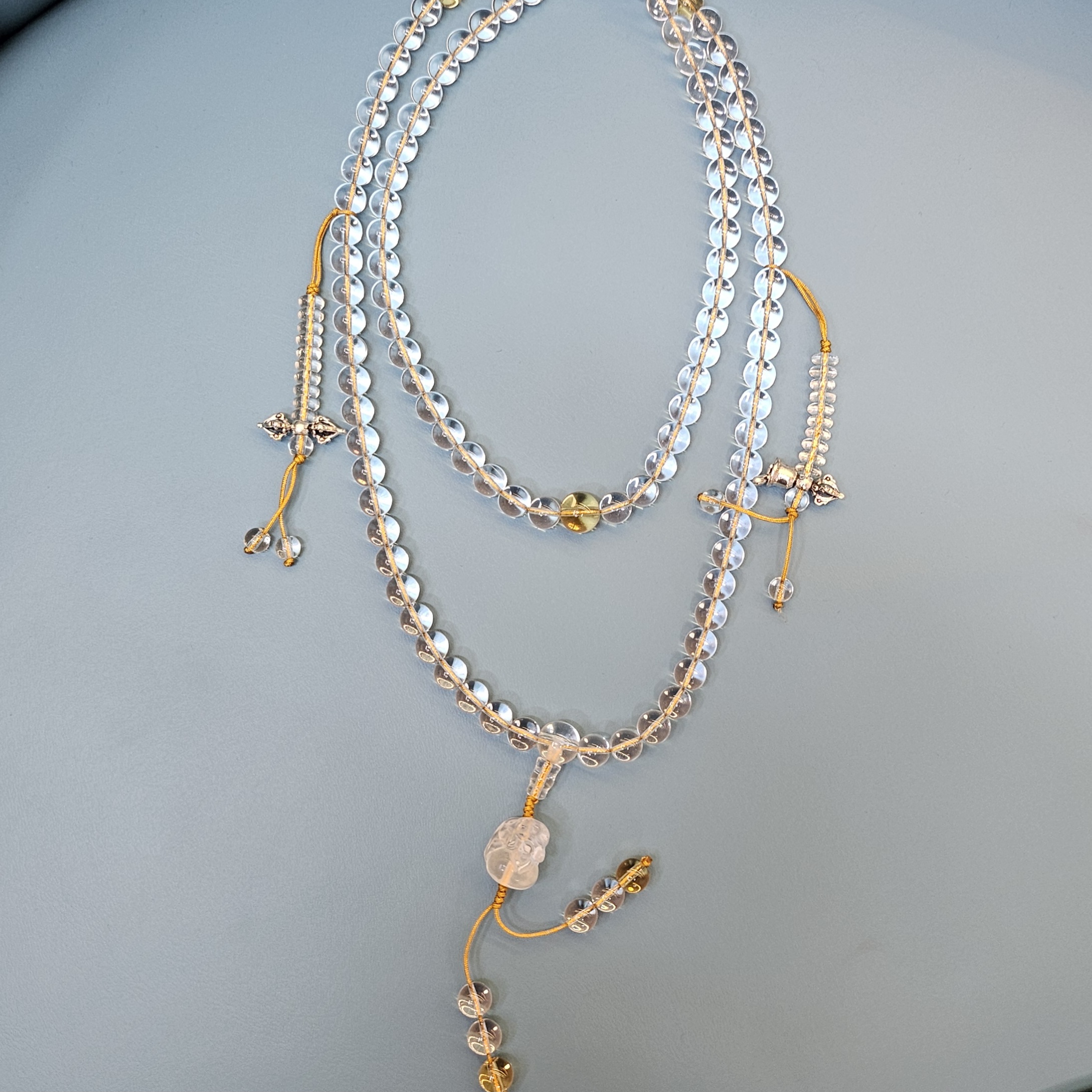 定制(纯净)8M108颗貔-貅白水项链（黄隔珠)